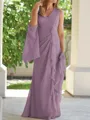 Sheath/Column V-neck Floor-Length Chiffon Mother of the Bride Dresses With Ruched