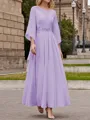 A-Line/Princess Scoop Ankle-Length Chiffon Mother of the Bride Dresses With Lace Applique