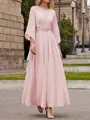A-Line/Princess Scoop Ankle-Length Chiffon Mother of the Bride Dresses With Lace Applique
