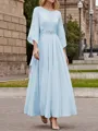 A-Line/Princess Scoop Ankle-Length Chiffon Mother of the Bride Dresses With Lace Applique