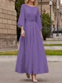 A-Line/Princess Scoop Ankle-Length Chiffon Mother of the Bride Dresses With Lace Applique