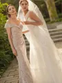 Sheath/Column Off-the-Shoulder Floor-Length Lace Mother of the Bride Dresses With Ruched