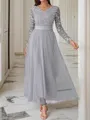 A-Line/Princess V-neck Ankle-Length Tulle Mother of the Bride Dresses With Belt