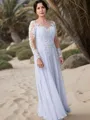 Sheath/Column Scoop Floor-Length Chiffon Mother of the Bride Dresses With Lace