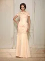 Trumpet/Mermaid Scoop Floor-Length Satin Mother of the Bride Dresses With Appliques Lace
