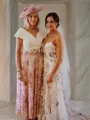 A-Line/Princess V-neck Ankle-Length Stain Mother of the Bride Dresses With Ruffles