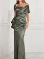 Sheath/Column Square Floor-Length Silk Like Satin Mother of the Bride Dresses