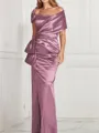 Sheath/Column Square Floor-Length Silk Like Satin Mother of the Bride Dresses
