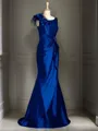 Trumpet/Mermaid Scoop Sweep Train Silk Like Satin Mother of the Bride Dresses With Ruffles