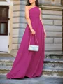 A-line One-Shoulder Pleated Floor-Length Chiffon Mother of the Bride Dress