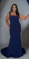 Sheath Straps  Sweep Train Stretch Crepe Mother of the Bride Dress