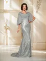Trumpet/Mermaid Scoop Sweep Train Chiffon Mother of the Bride Dresses With Lace