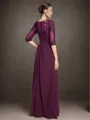 A-line Bateau 1/2 Sleeves Ruffles Floor-Length Chiffon Mother of the Bride Dress