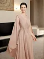 A-line V-neck Applique Floor-Length Chiffon Mother of the Bride Dress