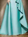 A-line Scoop 3/4 Sleeves Ruffles Floor-Length Satin Mother of the Bride Dress