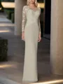 Sheath/Column Scoop Long Sleeves Floor-Length Chiffon Mother of the Bride Dress