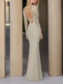 Sheath/Column Scoop Long Sleeves Floor-Length Chiffon Mother of the Bride Dress