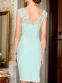 Sheath/Column Chiffon Applique V-neck Sleeveless Knee-Length Mother of the Bride Dress