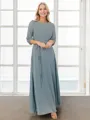 A-line/Princess Bateau Floor-Length Chiffon 3/4 Sleeves Keyhole Mother of the Bride Dresses