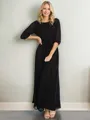 A-line/Princess Bateau Floor-Length Chiffon 3/4 Sleeves Keyhole Mother of the Bride Dresses
