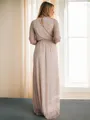 A-line/Princess V-neck Floor-Length Long Sleeves Keyhole Mother of the Bride Dresses