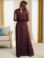 A-line/Princess V-neck Floor-Length Long Sleeves Keyhole Mother of the Bride Dresses