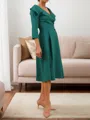 A-line/Princess V-neck Tea-Length Stretch Crepe 3/4 Sleeves Mother of the Bride Dresses