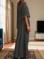 A-line/Princess V-neck Floor-Length Chiffon Long Sleeves V Back Mother of the Bride Dresses