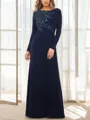 A-line/Princess Jewel Floor-Length Chiffon Long Sleeves Mother of the Bride Dresses