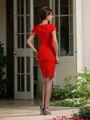 Sheath/Column Bateau Knee-Length Satin Mother of the Bride Dresses With Lace