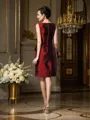 Sheath/Column Scoop Knee-Length Taffeta Mother of the Bride Dresses With Pleats