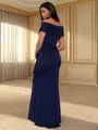 Sheath/Column Stretch Crepe Off-the-Shoulder Sleeveless Floor-Length Mother of the Bride Dress