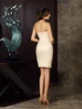 Sheath/Column Strapless Short/Mini Satin Mother of the Bride Dresses With Appliques Lace