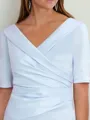 Sheath/Column Satin V-neck 1/2 Sleeves Knee-Length Mother of the Bride Dress