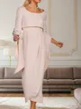 Sheath/Column Stretch Crepe Scoop 3/4 Sleeves Ankle-Length Mother of the Bride Dress