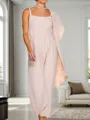 Sheath/Column Stretch Crepe Scoop 3/4 Sleeves Ankle-Length Mother of the Bride Dress