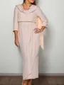 Sheath/Column Stretch Crepe Scoop 3/4 Sleeves Ankle-Length Mother of the Bride Dress