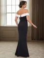 Sheath Off-the-Shoulder Floor-Length Stretch Crepe Mother of the Bride Dress