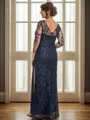 Sheath Scoop 3/4 Sleeves Floor-Length Lace Mother of the Bride Dress