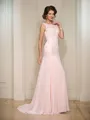 Trumpet/Mermaid Scoop Sweep Train Chiffon Mother of the Bride Dresses With Beading