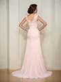 Trumpet/Mermaid Scoop Sweep Train Chiffon Mother of the Bride Dresses With Beading