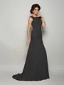 Trumpet/Mermaid Scoop Sweep Train Chiffon Mother of the Bride Dresses With Beading
