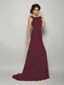 Trumpet/Mermaid Scoop Sweep Train Chiffon Mother of the Bride Dresses With Beading