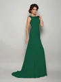 Trumpet/Mermaid Scoop Sweep Train Chiffon Mother of the Bride Dresses With Beading