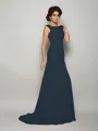 Trumpet/Mermaid Scoop Sweep Train Chiffon Mother of the Bride Dresses With Beading