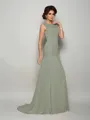 Trumpet/Mermaid Scoop Sweep Train Chiffon Mother of the Bride Dresses With Beading