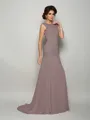 Trumpet/Mermaid Scoop Sweep Train Chiffon Mother of the Bride Dresses With Beading