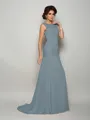 Trumpet/Mermaid Scoop Sweep Train Chiffon Mother of the Bride Dresses With Beading