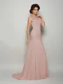 Trumpet/Mermaid Scoop Sweep Train Chiffon Mother of the Bride Dresses With Beading