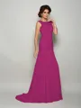 Trumpet/Mermaid Scoop Sweep Train Chiffon Mother of the Bride Dresses With Beading